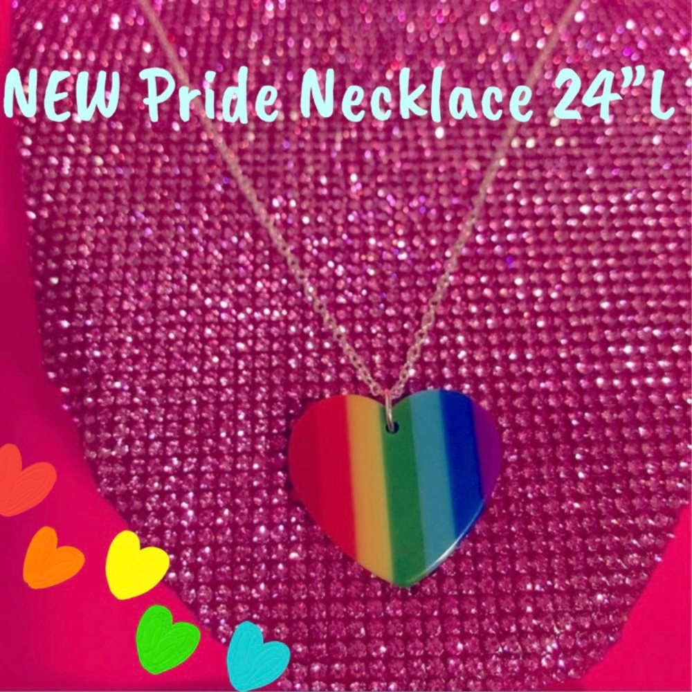 Pride Rainbow Heart Sterling Silver 925 Necklace LGBT Candy Stripe Gay Egirl Y2K